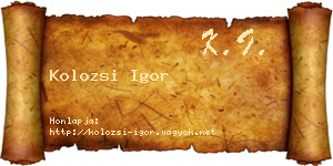 Kolozsi Igor névjegykártya